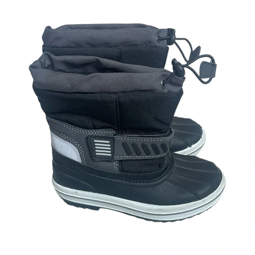 TF STAR Thermolite Boys Winter Snow Boots Size L 9-10 Black Waterproof Insulated